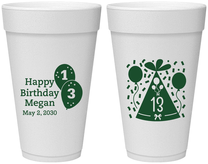 Personalized Birthday 20 oz Foam Cups - 13th | 20115