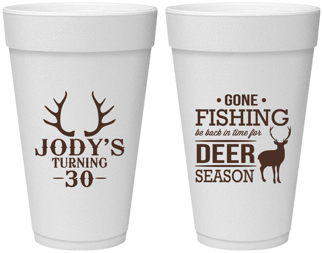 Personalized Birthday 20 oz Foam Cups - 30th Deer Season | 20127