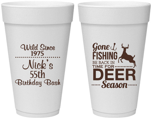 Personalized Birthday 20 oz Foam Cups - 55th Gone Fishing | 20128