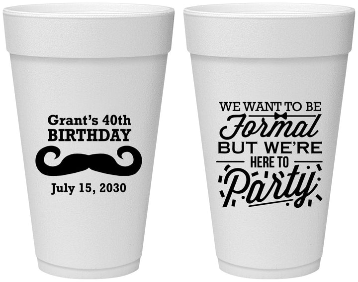 Personalized Birthday 20 oz Foam Cups - 40th | 20131