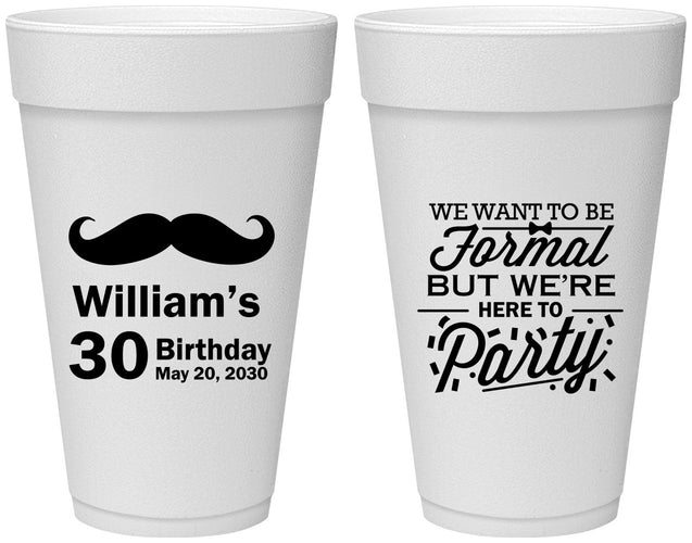 Personalized Birthday 20 oz Foam Cups - 30th | 20132