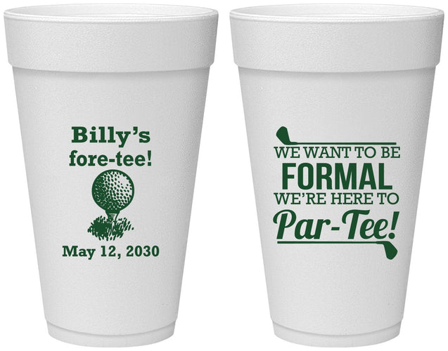 Personalized Birthday 20 oz Foam Cups - 40th Golf | 20134