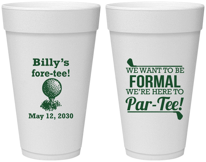 Personalized Birthday 20 oz Foam Cups - 40th Golf | 20134