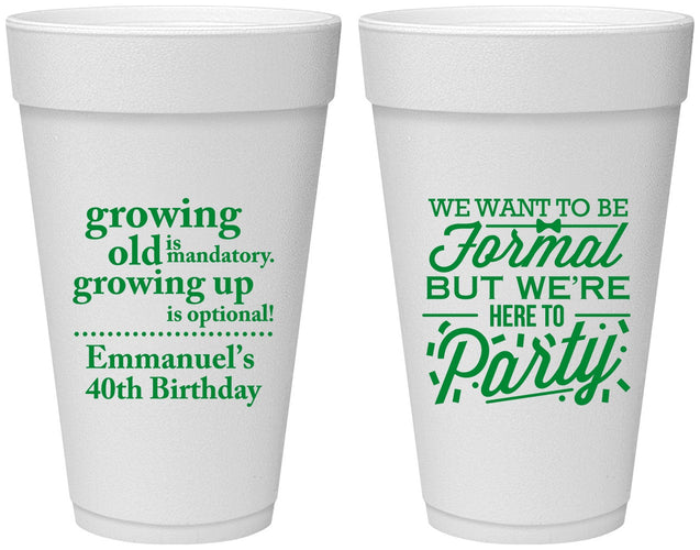 Personalized Birthday 20 oz Foam Cups - 40th | 20135