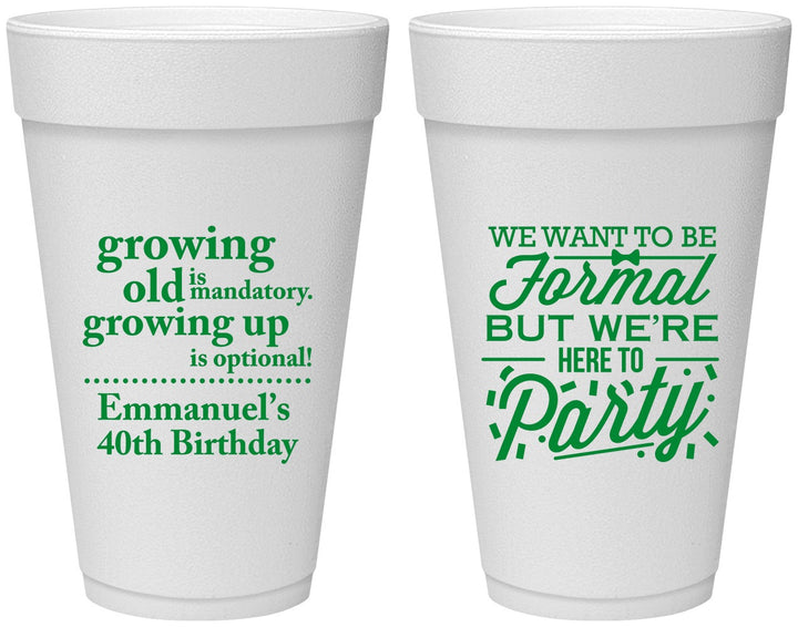 Personalized Birthday 20 oz Foam Cups - 40th | 20135