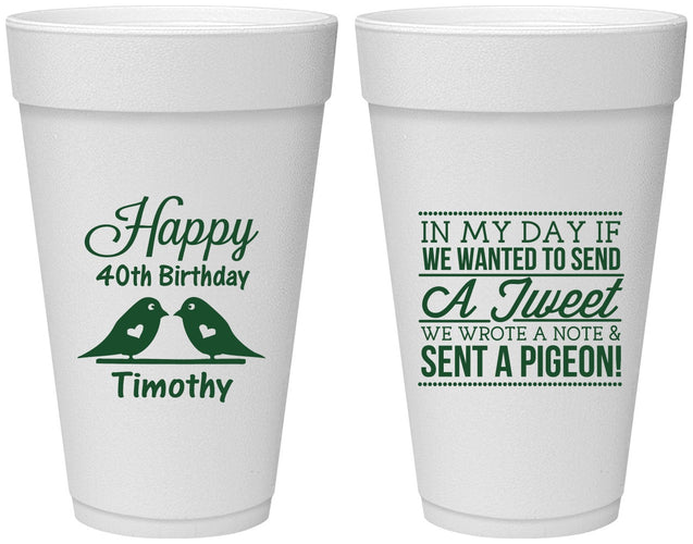 Personalized Birthday 20 oz Foam Cups - 40th | 20139