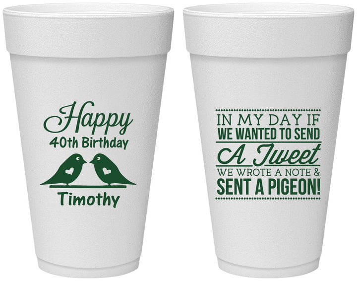Personalized Birthday 20 oz Foam Cups - 40th | 20139