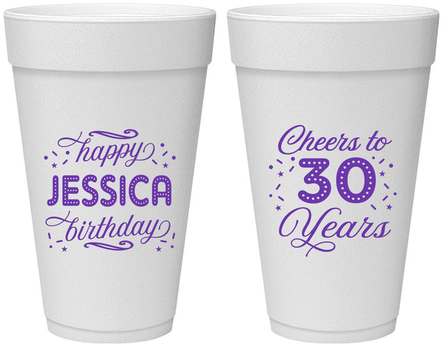 Personalized Birthday 20 oz Foam Cups - Cheers To 30 Years | 20142