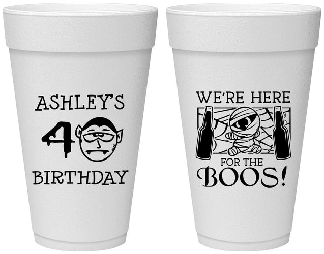 Personalized Birthday 20 oz Foam Cups - 40th Halloween | 20145