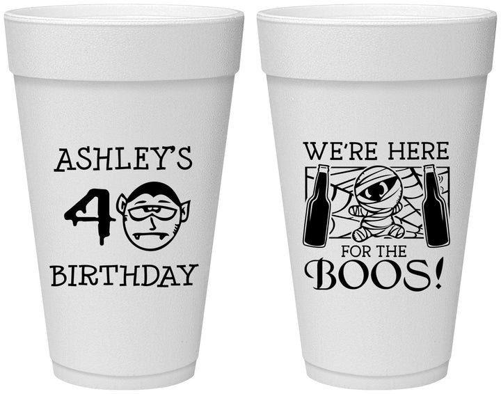 Personalized Birthday 20 oz Foam Cups - 40th Halloween | 20145