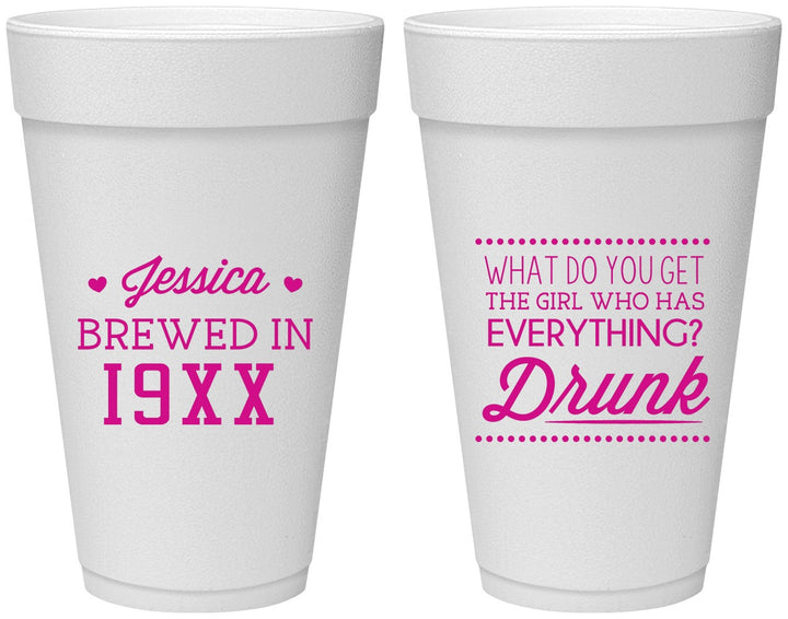 Personalized Birthday 20 oz Foam Cups - Drunk | 20147