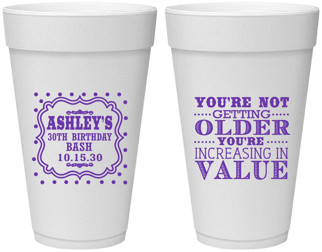 Personalized Birthday 20 oz Foam Cups - 30th | 20149