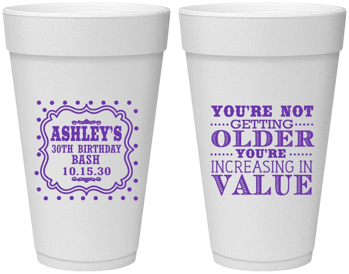 Personalized Birthday 20 oz Foam Cups - 30th | 20149