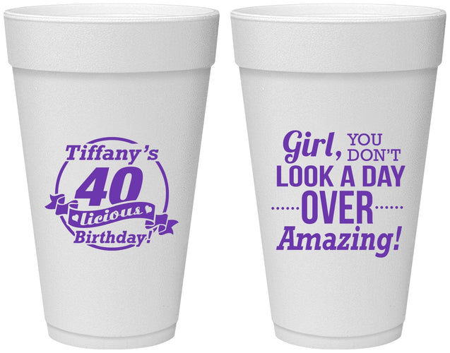 Personalized Birthday 20 oz Foam Cups - 40th | 20153