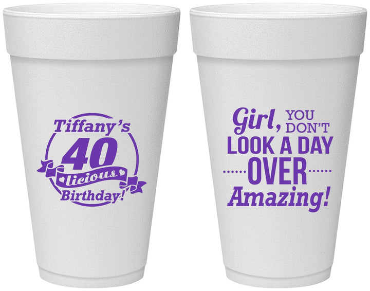 Personalized Birthday 20 oz Foam Cups - 40th | 20153