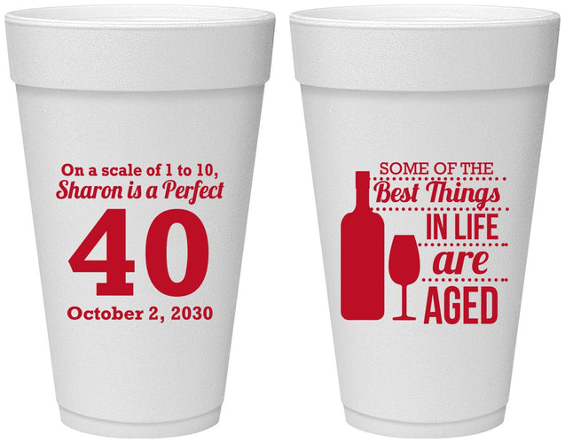 Personalized Birthday 20 oz Foam Cups - 40th Wine | 20155