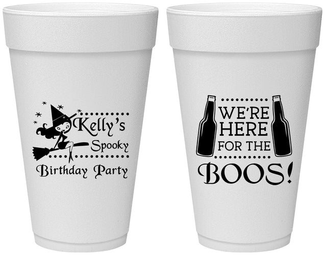 Personalized Birthday 20 oz Foam Cups - Halloween Spooky Boos | 20158