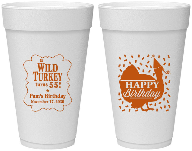 Personalized Birthday 20 oz Foam Cups - 55th Wild Turkey | 20159