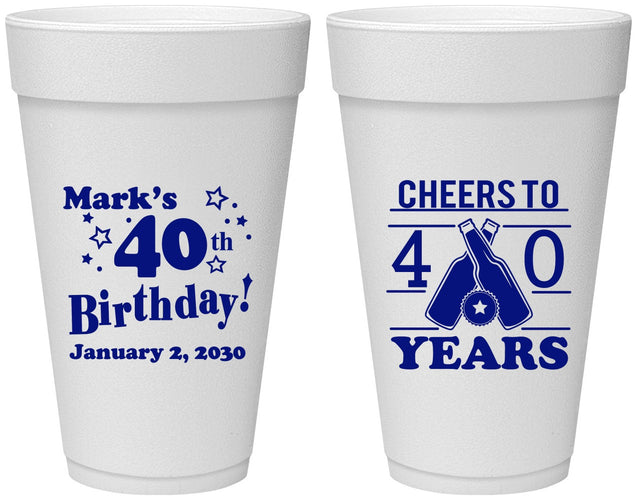 Personalized Birthday 20 oz Foam Cups - Cheers To 40 Years | 20162