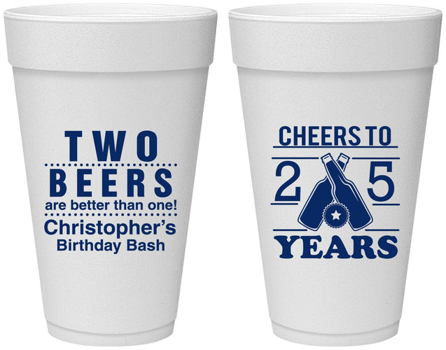Personalized Birthday 20 oz Foam Cups - Cheers To 25 Years | 20163