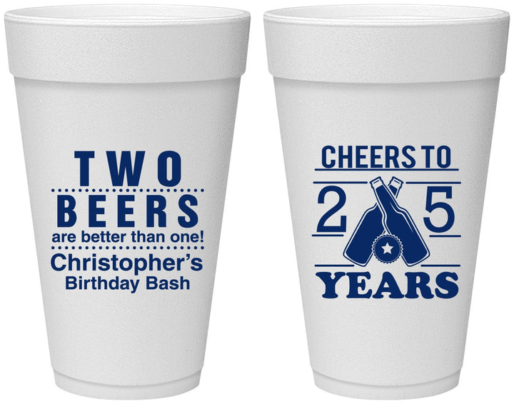Personalized Birthday 20 oz Foam Cups - Cheers To 25 Years | 20163