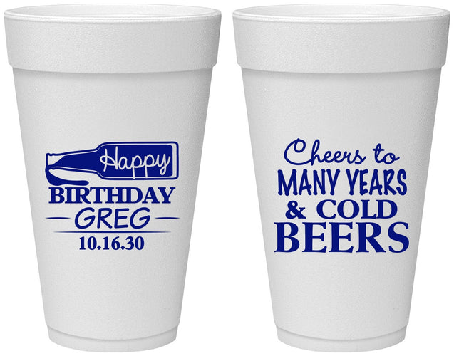 Personalized Birthday 20 oz Foam Cups - Cheers To Many Years | 20167