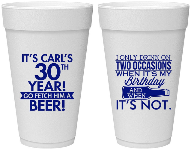 Personalized Birthday 20 oz Foam Cups - 30th | 20170