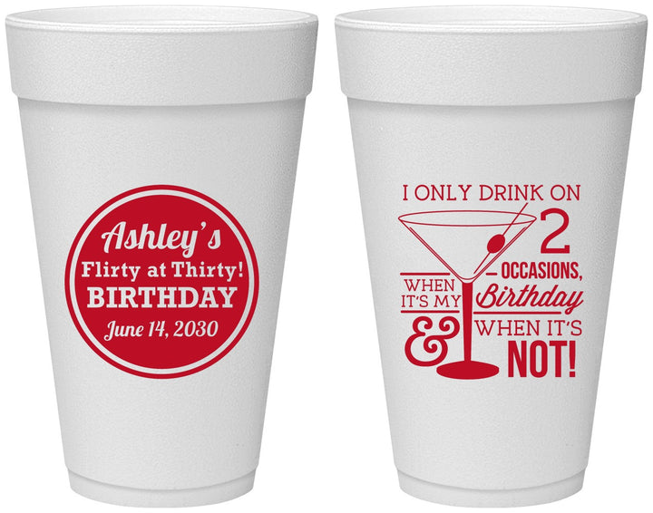 Personalized Birthday 20 oz Foam Cups - 30th | 20172