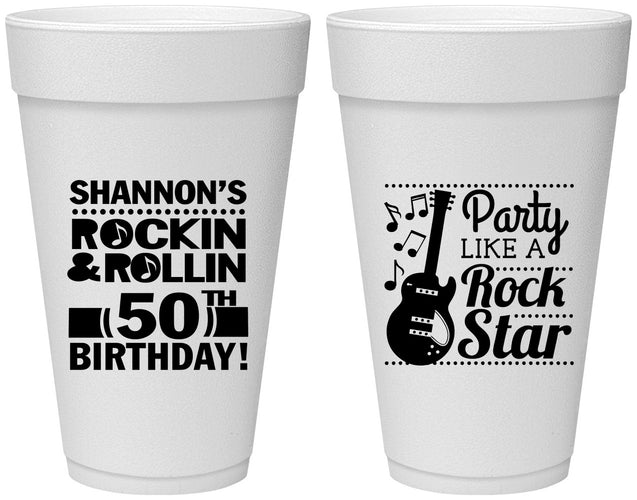Personalized Birthday 20 oz Foam Cups - 50th Rock Star | 20173