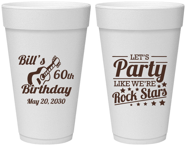 Personalized Birthday 20 oz Foam Cups - 60th Rock Star | 20174