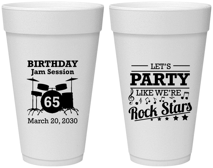 Personalized Birthday 20 oz Foam Cups - 65th Rock Star | 20175