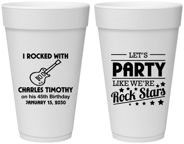 Personalized Birthday 20 oz Foam Cups - 45th Rock Star | 20176