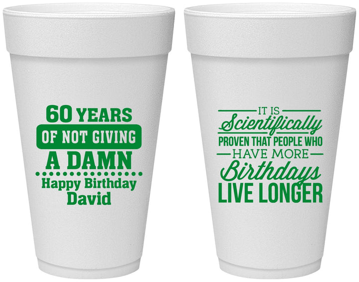 Personalized Birthday 20 oz Foam Cups - 60th | 20180