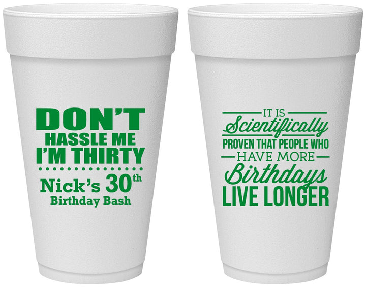 Personalized Birthday 20 oz Foam Cups - 30th | 20182