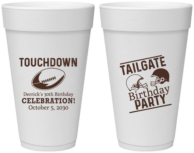 Personalized Birthday 20 oz Foam Cups - 30th Football | 20189