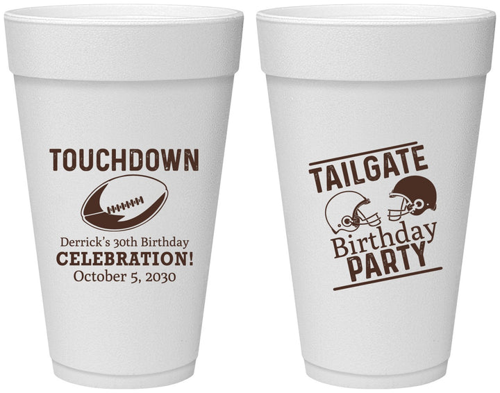 Personalized Birthday 20 oz Foam Cups - 30th Football | 20189
