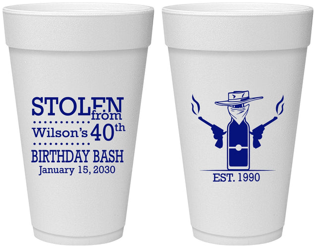 Personalized Birthday 20 oz Foam Cups - 40th | 20193