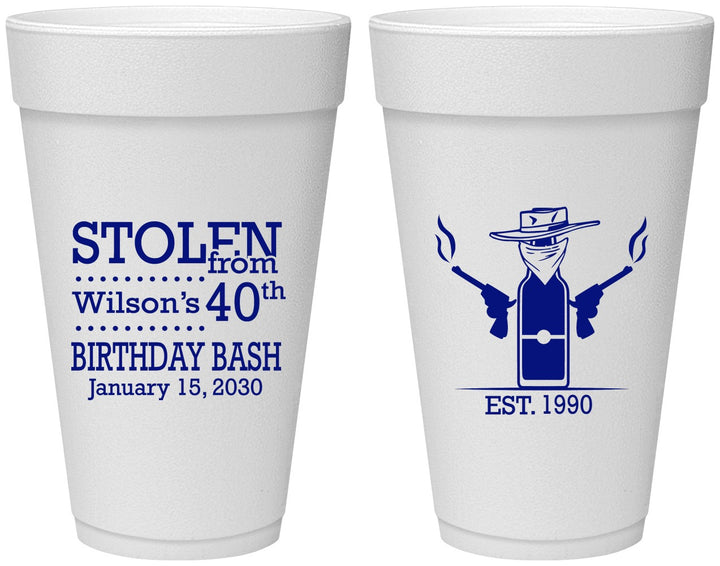 Personalized Birthday 20 oz Foam Cups - 40th | 20193