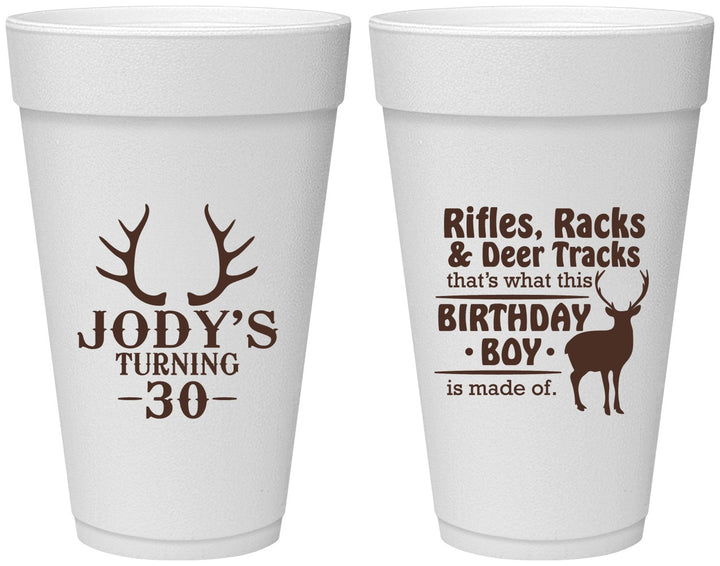 Personalized Birthday 20 oz Foam Cups - 30th Hunting | 20196