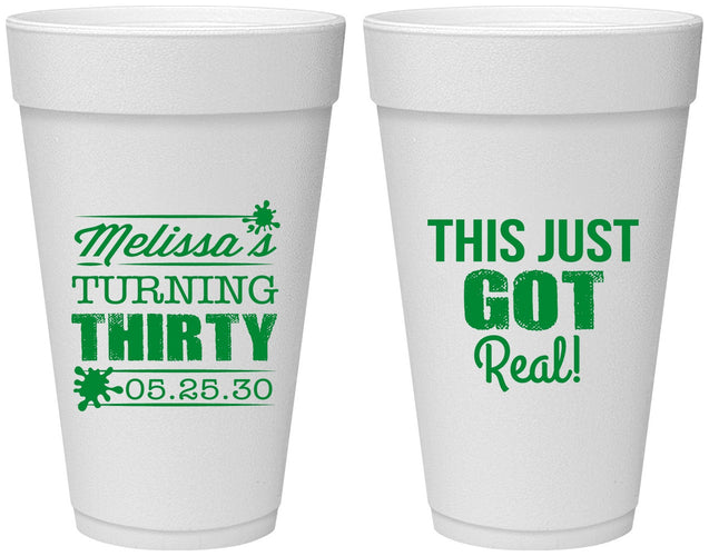Personalized Birthday 20 oz Foam Cups - 30th | 20213