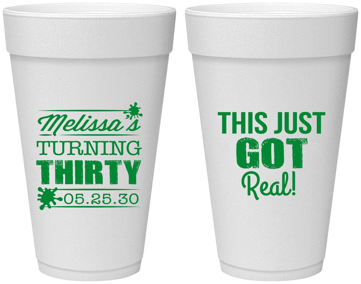 Personalized Birthday 20 oz Foam Cups - 30th | 20213