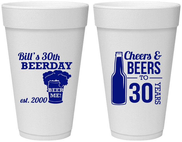 Personalized Birthday 20 oz Foam Cups - 30th | 20215