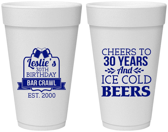 Personalized Birthday 20 oz Foam Cups - 30th | 20218