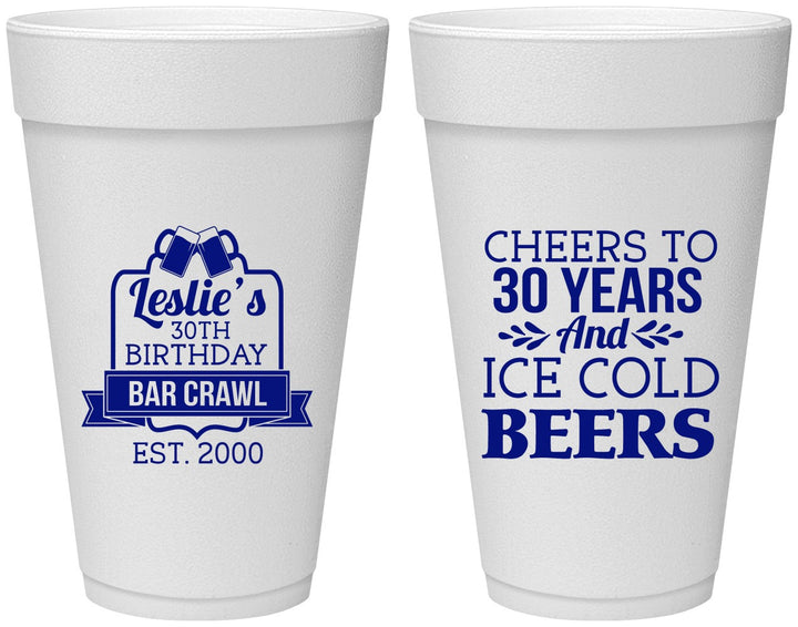 Personalized Birthday 20 oz Foam Cups - 30th | 20218
