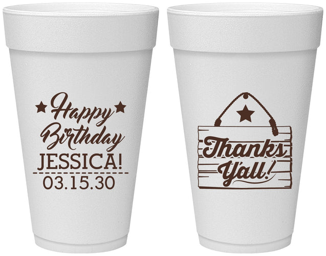 Personalized Birthday 20 oz Foam Cups - Country Farm | 20221