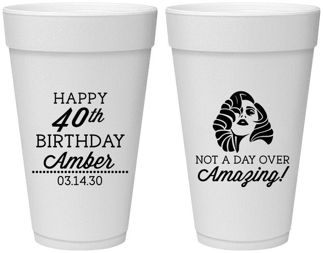 Personalized Birthday 20 oz Foam Cups - 40th | 20222