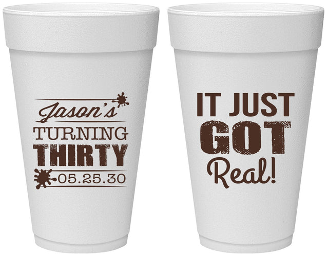Personalized Birthday 20 oz Foam Cups - 30th | 20235