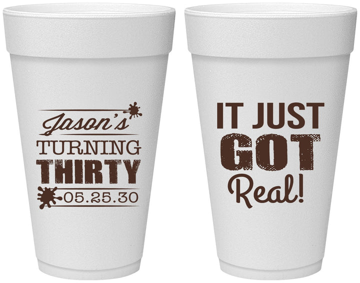 Personalized Birthday 20 oz Foam Cups - 30th | 20235