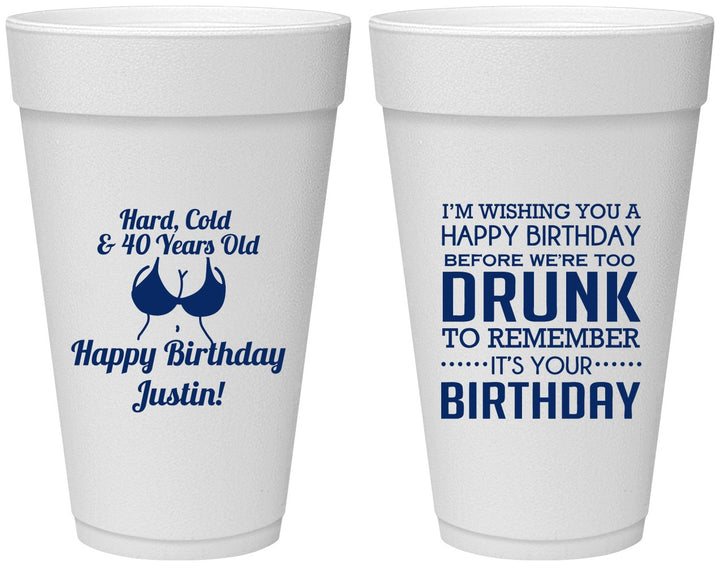 Personalized Birthday 20 oz Foam Cups - 40th | 20237