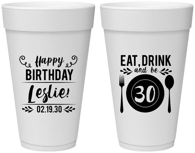 Personalized Birthday 20 oz Foam Cups - 30th | 20240